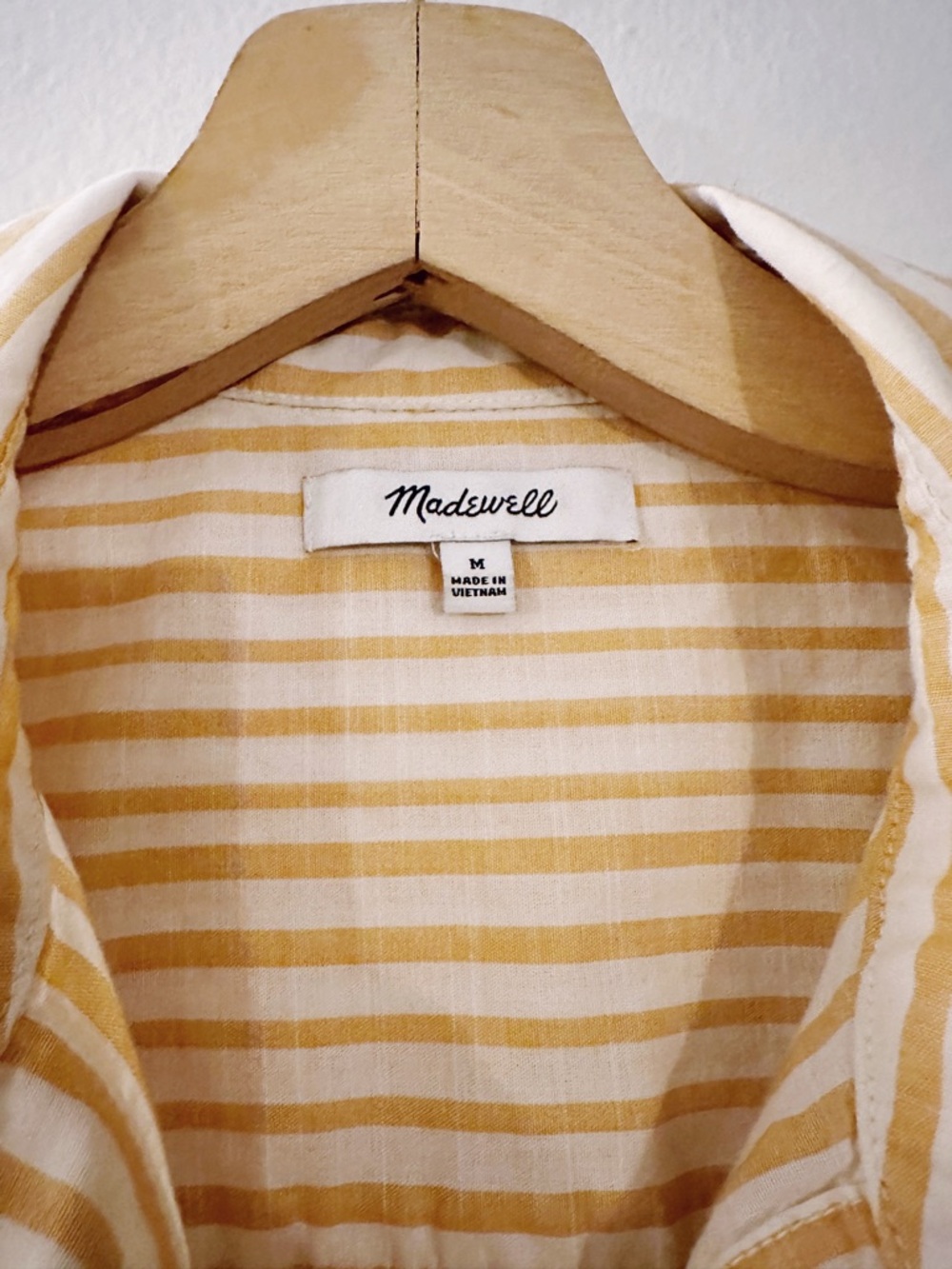 Madewell Boxy Workwear Shirt in Irregular Stripe Golden Long Sleeve Top Yellow - Picture 3 of 6